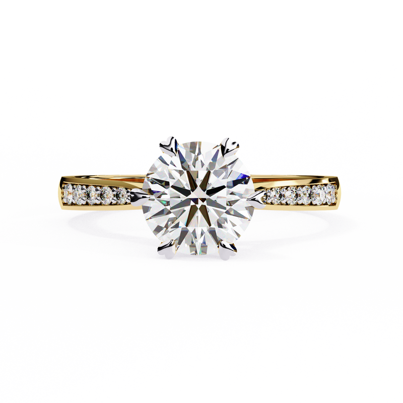 14k IGI certified round ring with E-F color VVS-VS clarity diamonds 38