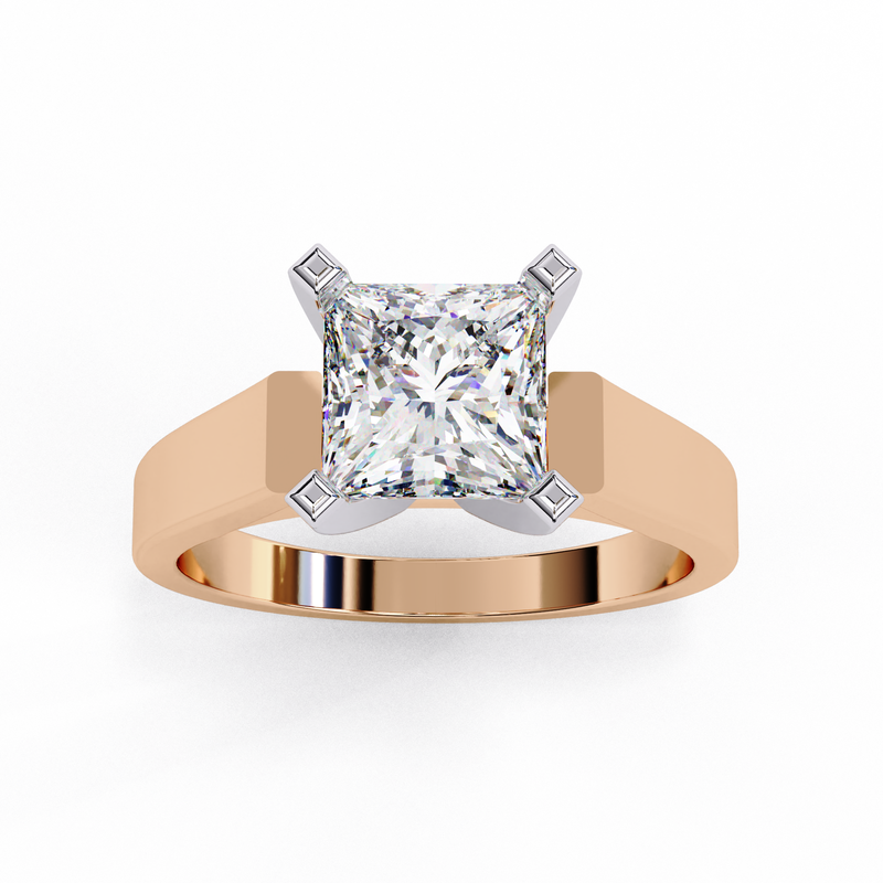 14k IGI certified princess ring with E-F color VVS-VS clarity diamonds 40