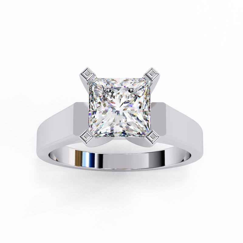 14k IGI certified princess ring with E-F color VVS-VS clarity diamonds 40