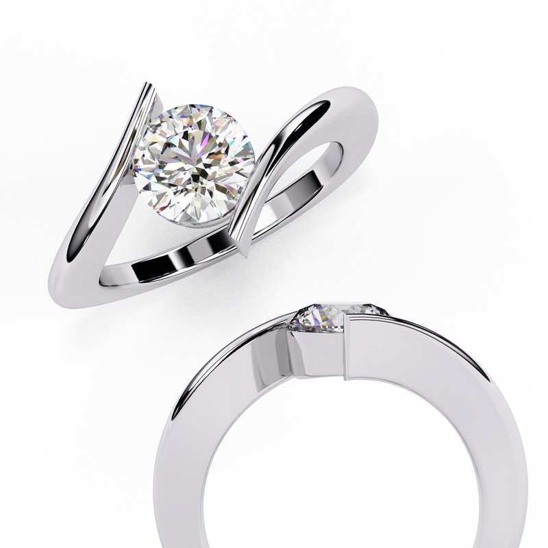 14k IGI certified round ring with E-F color VVS-VS clarity diamonds 41