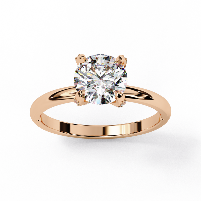 14k IGI certified round ring with E-F color VVS-VS clarity diamonds 42