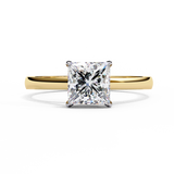 14k IGI certified princess ring with E-F color VVS-VS clarity diamonds 45