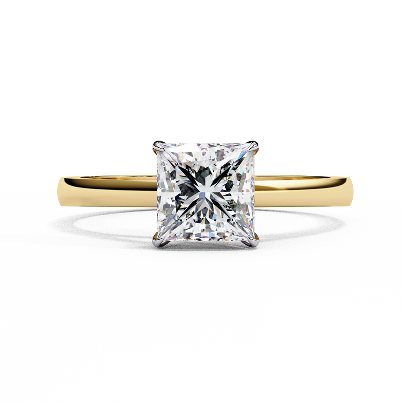 14k IGI certified princess ring with E-F color VVS-VS clarity diamonds 45