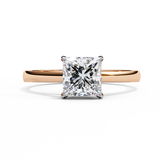 14k IGI certified princess ring with E-F color VVS-VS clarity diamonds 45