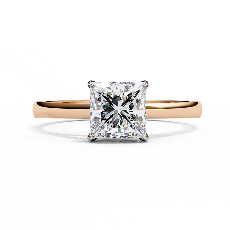 14k IGI certified princess ring with E-F color VVS-VS clarity diamonds 45