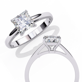 14k IGI certified princess ring with E-F color VVS-VS clarity diamonds 45