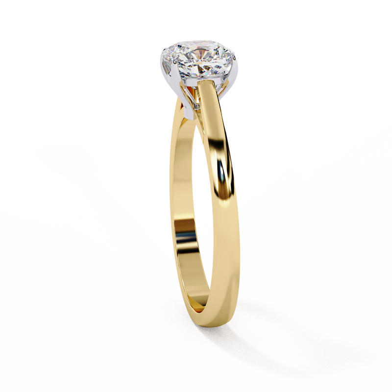 14K Lab Grown Diamond Cushion Solitaire Engagement Ring, E-F Color, VVS-VS Clarity