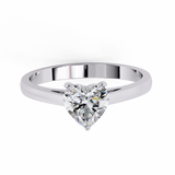 14K Lab Grown Diamond Heart Solitaire Engagement Ring, E-F Color, VVS-VS Clarity