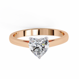 14K Lab Grown Diamond Heart Solitaire Engagement Ring, E-F Color, VVS-VS Clarity