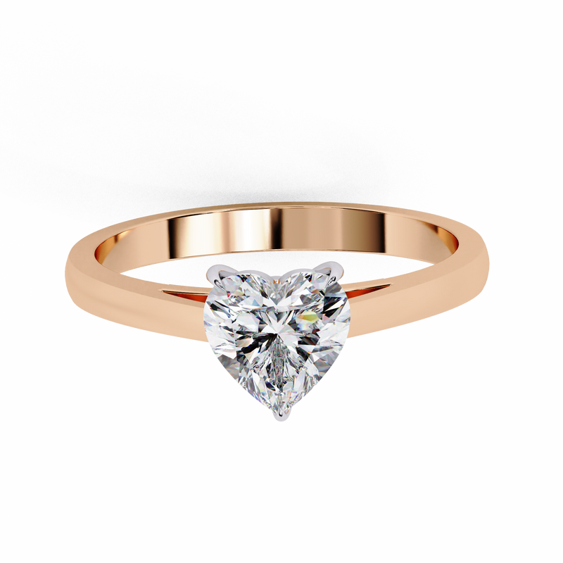 14K Lab Grown Diamond Heart Solitaire Engagement Ring, E-F Color, VVS-VS Clarity