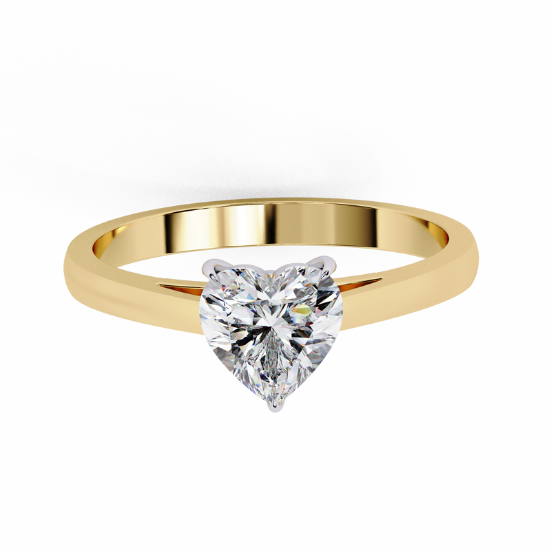 14K Lab Grown Diamond Heart Solitaire Engagement Ring, E-F Color, VVS-VS Clarity