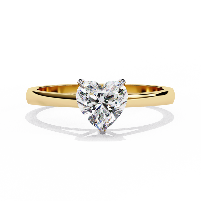 14K Lab Grown Diamond Heart Solitaire Engagement Ring, E-F Color, VVS-VS Clarity