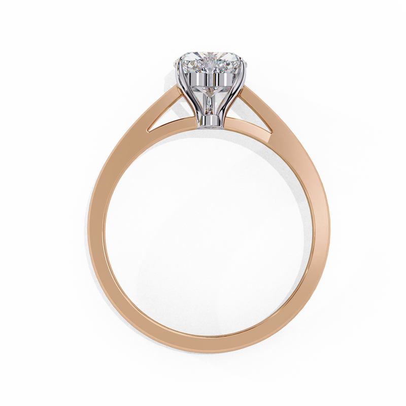 14K Lab Grown Diamond Heart Solitaire Engagement Ring, E-F Color, VVS-VS Clarity