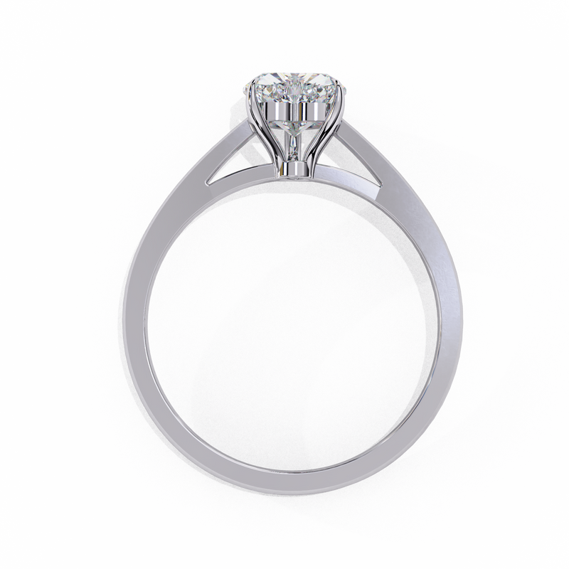 14K Lab Grown Diamond Heart Solitaire Engagement Ring, E-F Color, VVS-VS Clarity