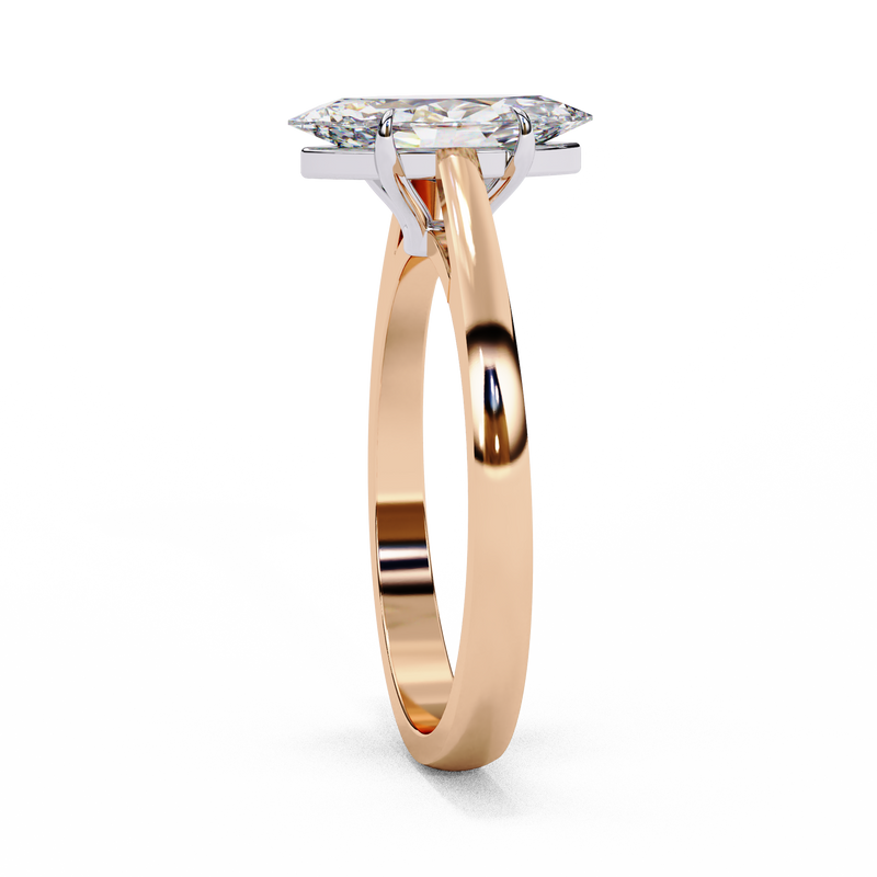 14K Lab Grown Diamond Marquise Solitaire Engagement Ring, E-F Color, VVS-VS Clarity