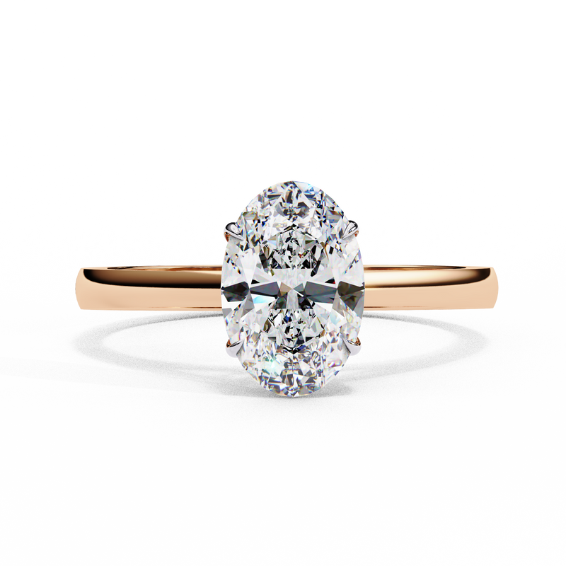 14K Lab Grown Diamond Oval Solitaire Engagement Ring, E-F Color, VVS-VS Clarity
