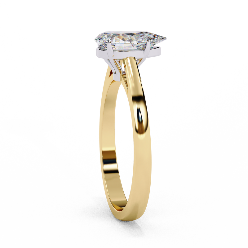 14k IGI certified pear ring with E-F color VVS-VS clarity diamonds 50