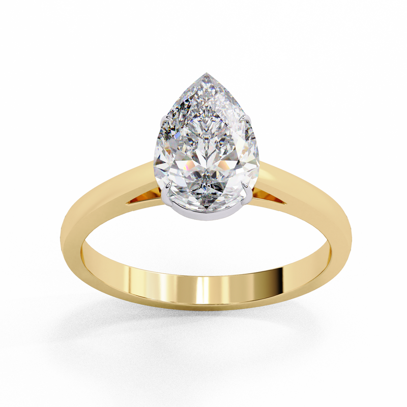 14k IGI certified pear ring with E-F color VVS-VS clarity diamonds 50