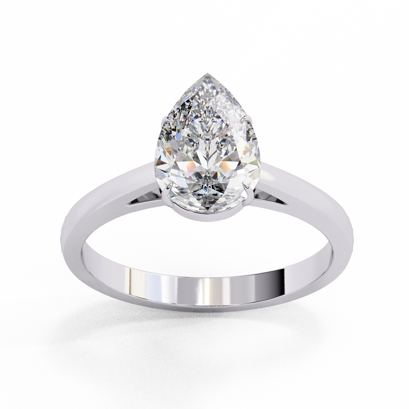 14k IGI certified pear ring with E-F color VVS-VS clarity diamonds 50