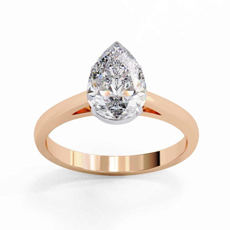 14k IGI certified pear ring with E-F color VVS-VS clarity diamonds 50