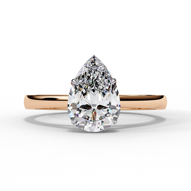 14k IGI certified pear ring with E-F color VVS-VS clarity diamonds 50