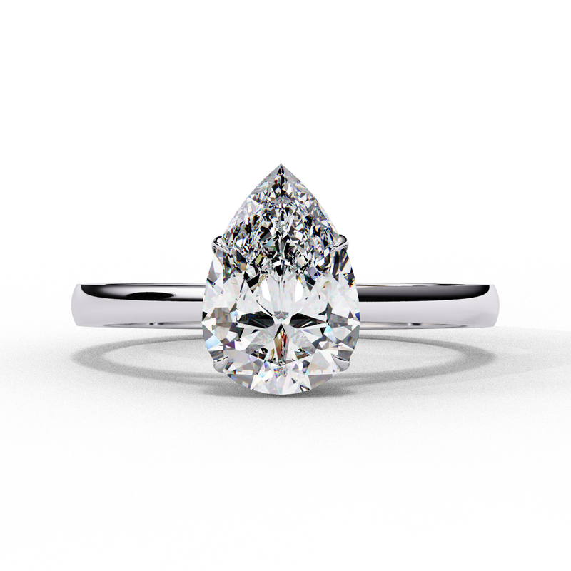 14k IGI certified pear ring with E-F color VVS-VS clarity diamonds 50