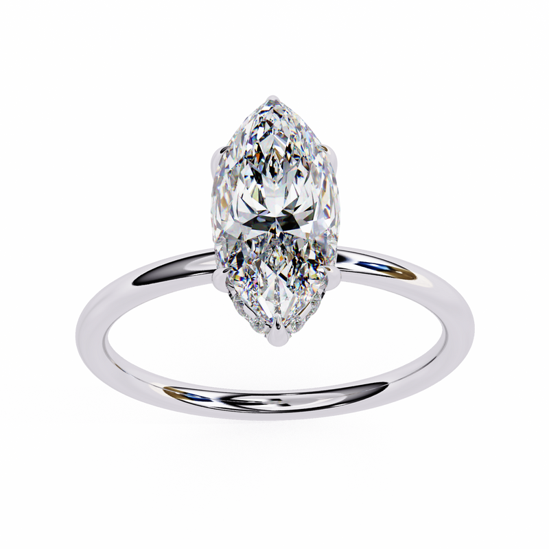 14k IGI certified marquise ring with E-F color VVS-VS clarity diamonds 54