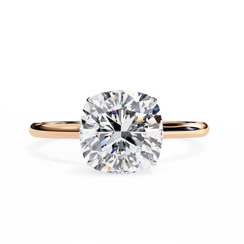 14k IGI certified cushion ring with E-F color VVS-VS clarity diamonds 55