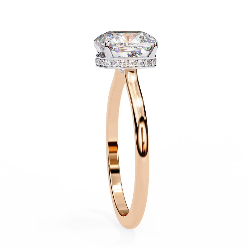 14k IGI certified cushion ring with E-F color VVS-VS clarity diamonds 55