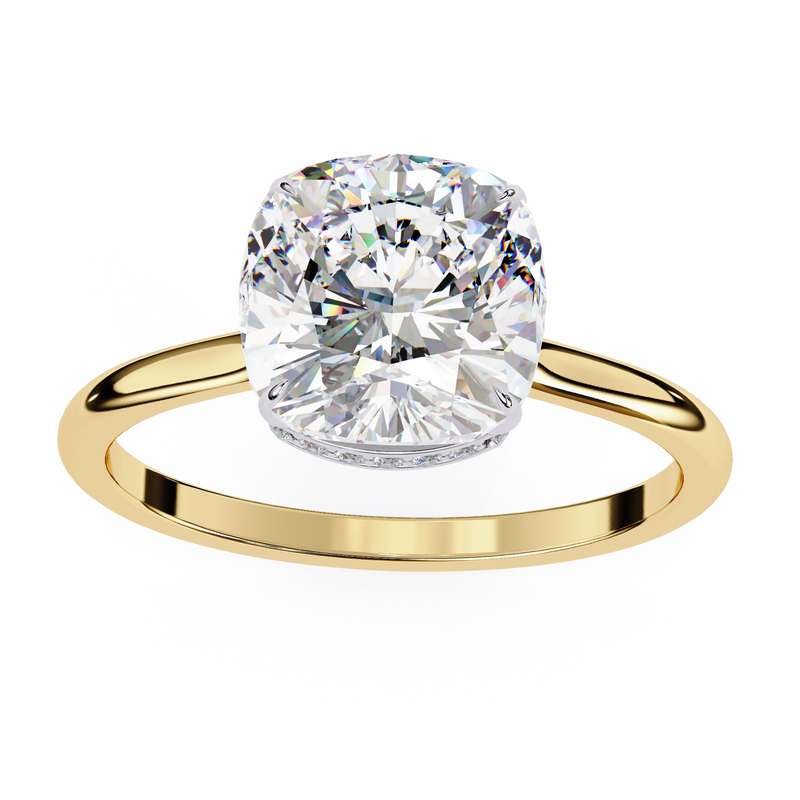 14k IGI certified cushion ring with E-F color VVS-VS clarity diamonds 55