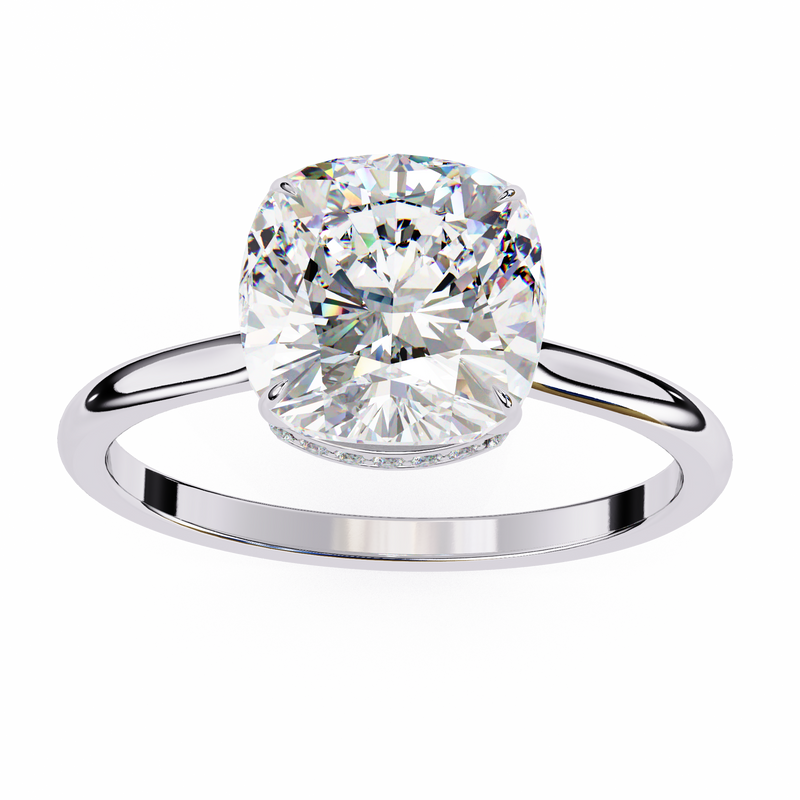 14k IGI certified cushion ring with E-F color VVS-VS clarity diamonds 55