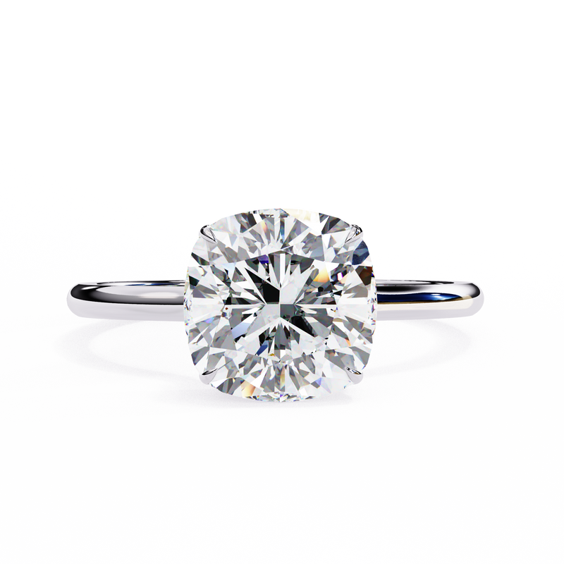 14k IGI certified cushion ring with E-F color VVS-VS clarity diamonds 55