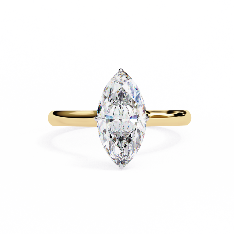 14k IGI certified marquise ring with E-F color VVS-VS clarity diamonds 56