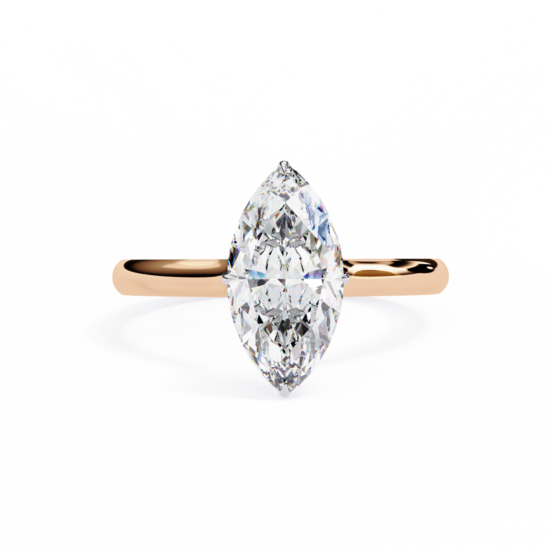 14k IGI certified marquise ring with E-F color VVS-VS clarity diamonds 56