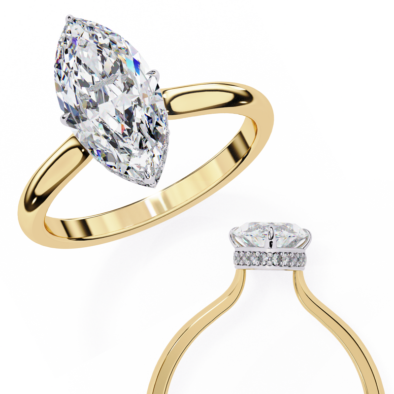 14k IGI certified marquise ring with E-F color VVS-VS clarity diamonds 56
