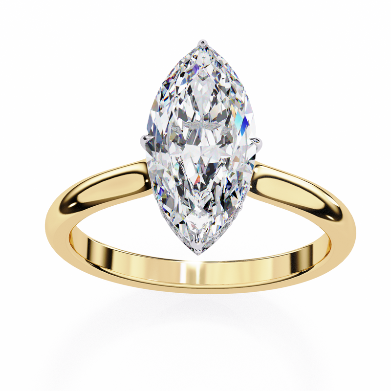 14k IGI certified marquise ring with E-F color VVS-VS clarity diamonds 56