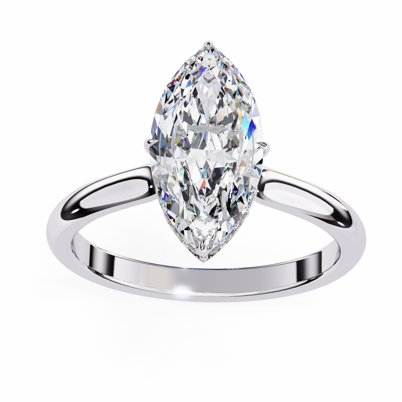 14k IGI certified marquise ring with E-F color VVS-VS clarity diamonds 56