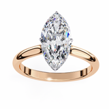 14K Lab Grown Diamond Marquise Hidden Halo Engagement Ring, E-F Color, VVS-VS Clarity
