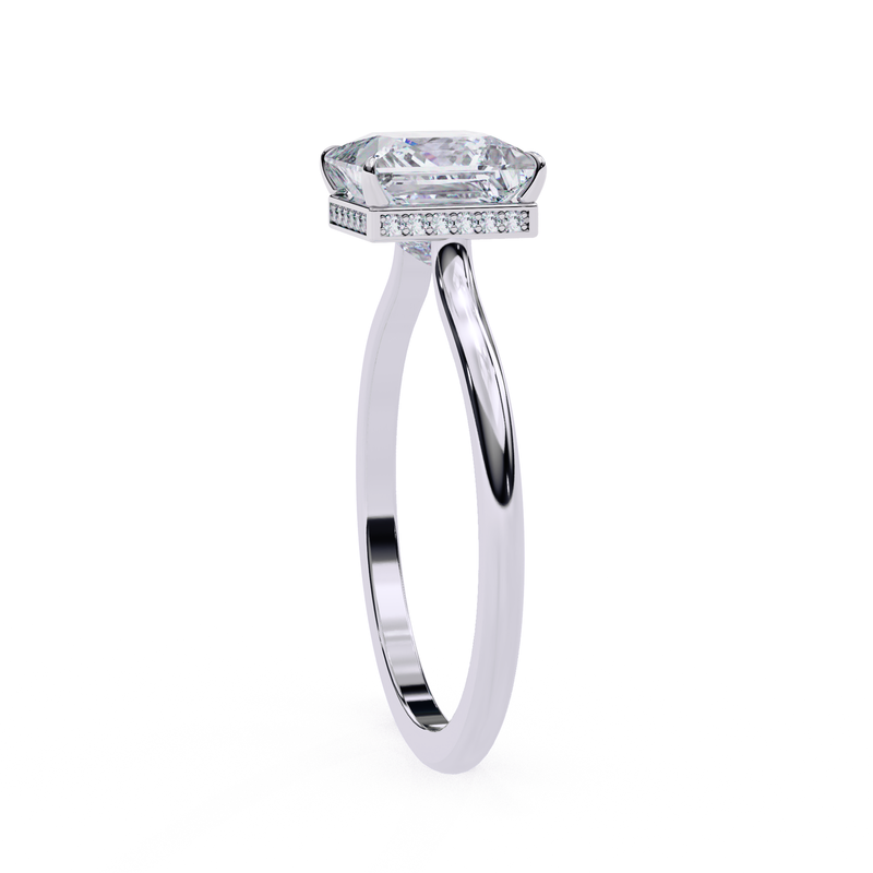 14K Lab Grown Diamond Princess Hidden Halo Engagement Ring, E-F Color, VVS-VS Clarity