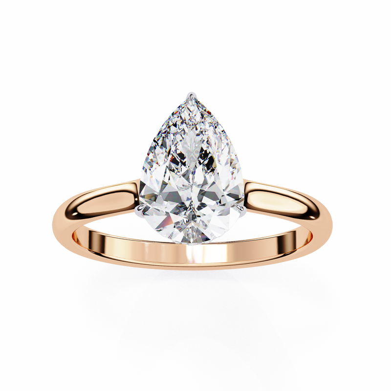 14k IGI certified pear ring with E-F color VVS-VS clarity diamonds 58