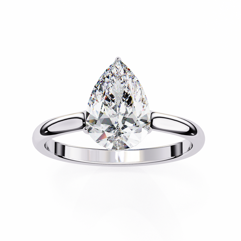 14k IGI certified pear ring with E-F color VVS-VS clarity diamonds 58