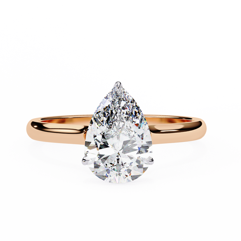 14k IGI certified pear ring with E-F color VVS-VS clarity diamonds 58