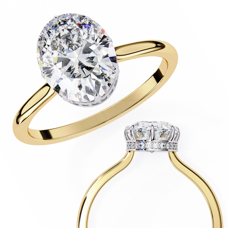 14k IGI certified oval ring with E-F color VVS-VS clarity diamonds 59
