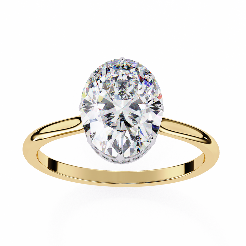 14k IGI certified oval ring with E-F color VVS-VS clarity diamonds 59