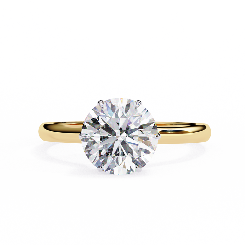 14k IGI certified round ring with E-F color VVS-VS clarity diamonds 60