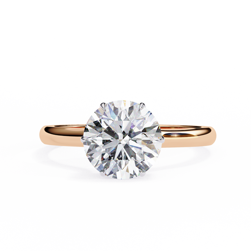 14k IGI certified round ring with E-F color VVS-VS clarity diamonds 60