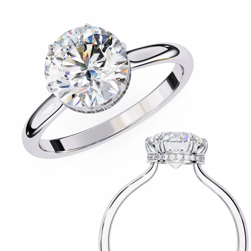14k IGI certified round ring with E-F color VVS-VS clarity diamonds 60