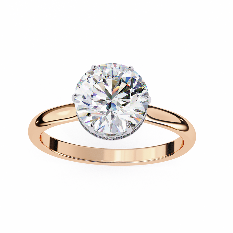 14k IGI certified round ring with E-F color VVS-VS clarity diamonds 60