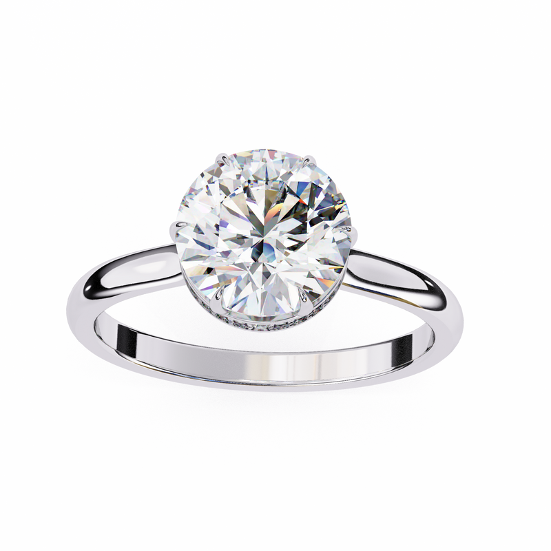 14k IGI certified round ring with E-F color VVS-VS clarity diamonds 60