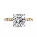 14k IGI certified cushion ring with E-F color VVS-VS clarity diamonds 61